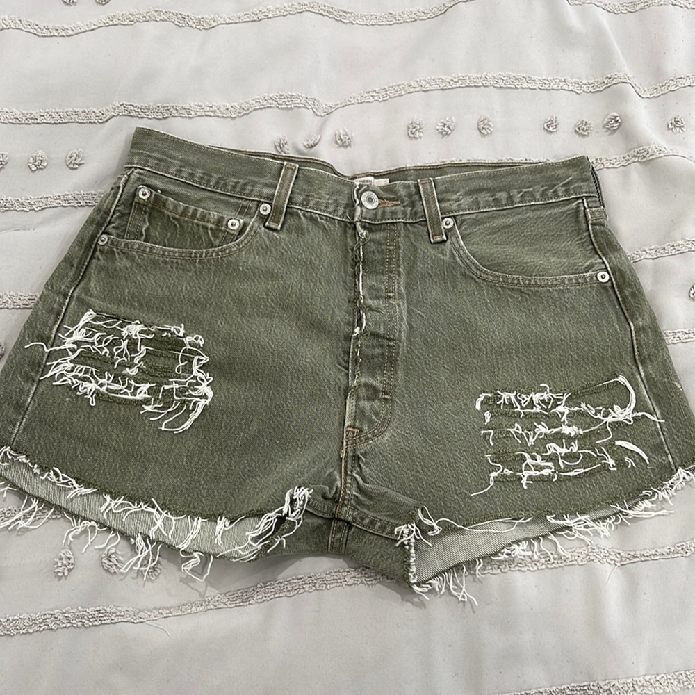 Custom Levi’s 501 Button Fly Distressed Shorts
